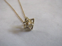 Merkaba Necklace, 14K Gold Merkaba Charm on a Fine Chain, Solid Gold Merkaba Pendant, Original Jewelry
